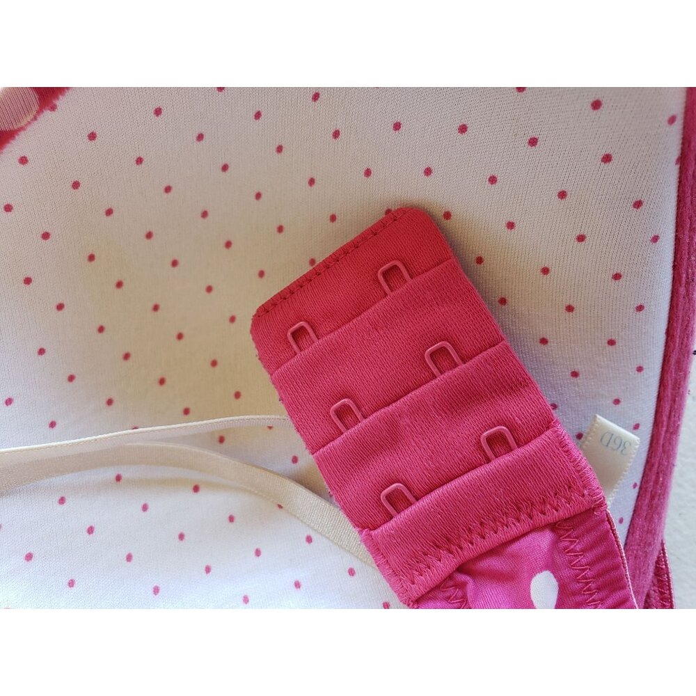 Aerie Womens 36D Bra Pink Polka Dot T-Shirt Underwire Bra Lightly Padded Comfy - Picture 10 of 10